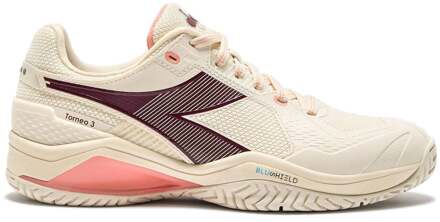 Diadora Blushield Torneo 3 Tennisschoenen Dames-Wit,Donkerrood - 39