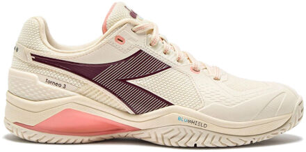 Diadora Blushield Torneo 3 Tennisschoenen Dames-Wit,Donkerrood - 40,40.5,41,42