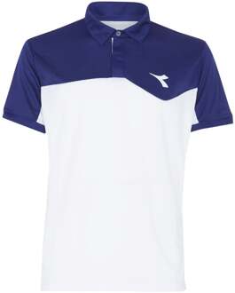Diadora Court Polo Heren-Wit,Donkerblauw - XXL
