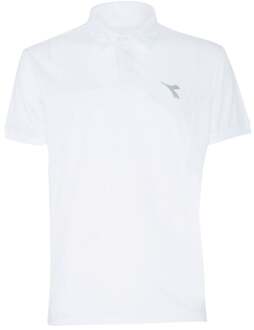 Diadora Court Polo Heren-Wit,Lichtgrijs - S