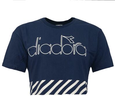 Diadora Crop Dames Navy T-shirt - maat S Blauw