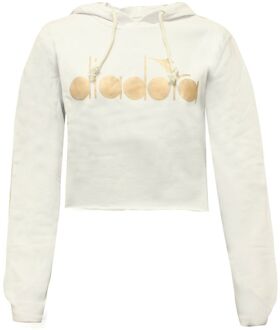 Diadora Cropped Witte Hoodie voor Vrouwen - maat XL