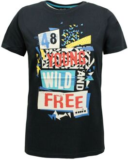 Diadora Grafisch Kinderen Navy T-Shirt Zwart