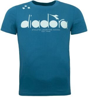 Diadora Logo Heren Blauw T-Shirt - M