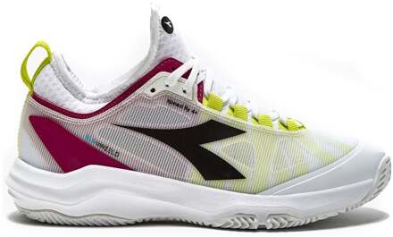 Diadora Speed Blushield Fly 4+ Tennisschoenen Dames-Wit,Neongeel - 38