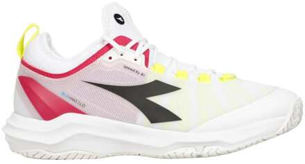 Diadora Speed Blushield Fly 4+ Tennisschoenen Dames-Wit,Neongeel - 40.5