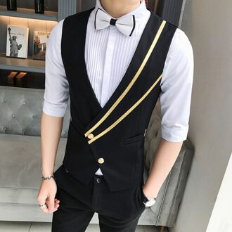 Diagonale strepen single-breasted vest mode mannen casual sociale pak vest mannen nachtclub kapper overalls vest Xxl
