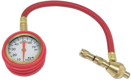 Dial Tire Luchtdrukmeter Met Een Rubberen Slang En Zware Messing Chuck Met Rapid Leeglopen Functie