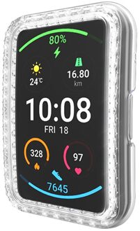 Diamant Pc Screen Protector Case Voor Huawei Horloge Fit Shell Edge Frame Bumper Beschermende Cover Shiny Smart Horloge Accessoires transparant