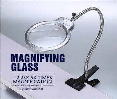 Diamant Schilderij Vergrootglas Desktop LED Leeslamp Grote Lens Vergrootglas Diamond Mozaïek Kralen Verlichting Gereedschap licht grijs / 1stk