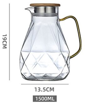 Diamant Textuur Glas Theepot Set Koud Water Jug Transparante Koffie Pot Thuis Hittebestendig Grote Capaciteit Setheatable Ketel 1.5L Teapot