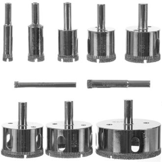 Diamantboor set - 10 delig - staal - 6 tot 68 mm zaagmaten - gereedschap