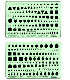 Diamanten Opstellen Template Edelstenen Tekening Sjabloon voor Sieraden Ontwerpers T-777-1 en T-777-2 T-777-reeks