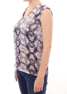 Diamantprint Zijden Top Mouwloos V-hals - maat Lichtgrijs