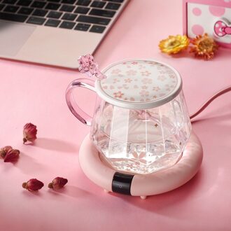 Diamond Cherry Patroon Glas Cup Roze Schattige Vrouwelijke Roeren Stick Cover Handvat Koffie Cup Ins zwart