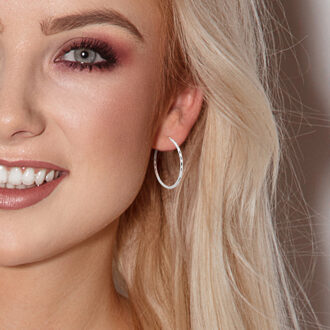 Diamond Creoles Diameter 3,5 cm Zilver 925 - Zon - One Size