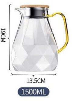 Diamond Koud Water Fles Grote Capaciteit Glas Nordic Water Fles Huishouden Hittebestendige Koel Wit Cup Set 1500ml