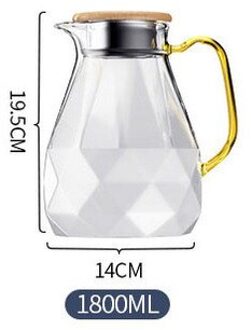 Diamond Koud Water Fles Grote Capaciteit Glas Nordic Water Fles Huishouden Hittebestendige Koel Wit Cup Set 1800ml
