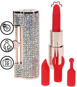 Diamond - Lipstick Vibrator with 4 Attachments - Iridescent
