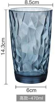 Diamond Loodvrij Glas Water Cup Kleur Huishoudelijke Blootgelegd Glas Thee Cup Whisky Bier Koffie Melk Thee Mok Bar drinkware blauw 470ml