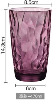 Diamond Loodvrij Glas Water Cup Kleur Huishoudelijke Blootgelegd Glas Thee Cup Whisky Bier Koffie Melk Thee Mok Bar drinkware paars 470ml