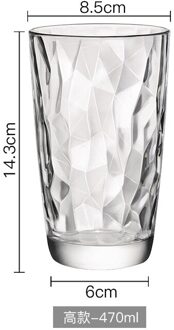 Diamond Loodvrij Glas Water Cup Kleur Huishoudelijke Blootgelegd Glas Thee Cup Whisky Bier Koffie Melk Thee Mok Bar drinkware transparant 470ml