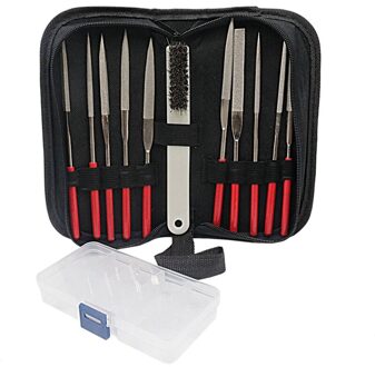Diamond Naald File Set met Schone Borstel Opbergdoos, Hand File voor Metaal Glas Steen Ruwe Carving