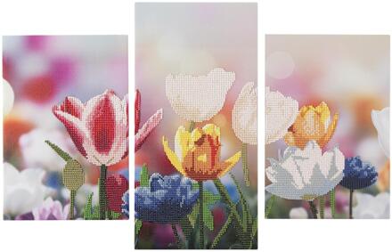 Diamond painting drieluik Bloemen roze