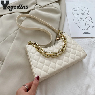 Diamond Pattern Women Underarm Bag Vintage Design PU Leather Ladies Small Shoulder Bags Female Tote Baguette Purse Handbags