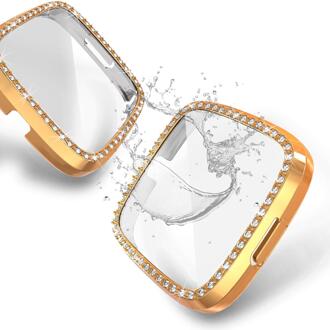 Diamond Pc Case Voor Fitbit Versa 2 Waterdichte Horloge Shell Cover Screen Case Voor Fitbit Versa 2 Horloge Beschermende frame Shell gouden