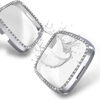 Diamond Pc Case Voor Fitbit Versa 2 Waterdichte Horloge Shell Cover Screen Case Voor Fitbit Versa 2 Horloge Beschermende frame Shell grijs