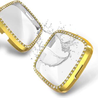 Diamond Pc Case Voor Fitbit Versa 2 Waterdichte Horloge Shell Cover Screen Case Voor Fitbit Versa 2 Horloge Beschermende frame Shell roos goud