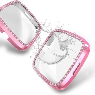 Diamond Pc Case Voor Fitbit Versa 2 Waterdichte Horloge Shell Cover Screen Case Voor Fitbit Versa 2 Horloge Beschermende frame Shell roze