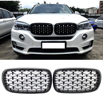 Diamond Style ABS Front Racing Grille For-BMW X5 X6 F15 F16 F85 F86 Gloss Black