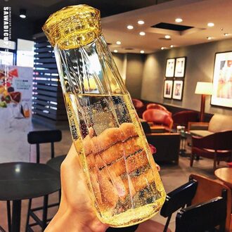 Diamond Water Cup Glas Cup 401-500ml Loodvrij Hittebestendige Draagbare Drinkwater JAN88 Geel