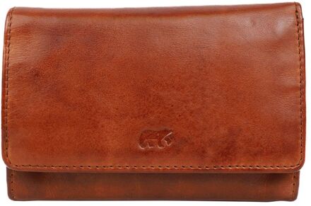 Diana Leren Overslagportemonnee - Cognac