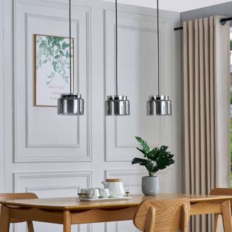 Diano hanglamp, rookgrijs, 3-lamps rookgrijs, chroom