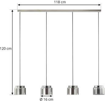 Diano hanglamp, rookgrijs, 4-lamps rookgrijs, chroom