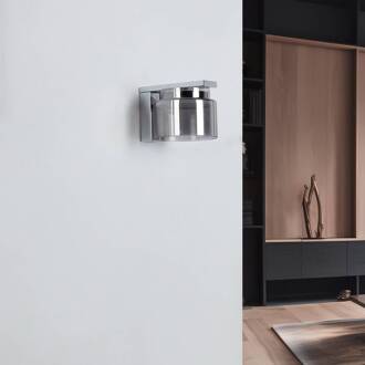 Diano wandlamp, rookgrijs, ijzer, glas rookgrijs, chroom