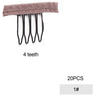 Dianqi 20Pcs 4 Tanden Zwart Clips Voor Hair Extensions Staal Vork Pruik Accessoires Rvs Pruik Kammen Voor Pruik caps 1