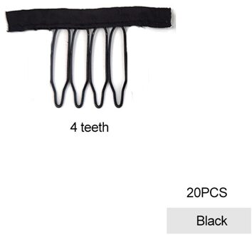 Dianqi 20Pcs 4 Tanden Zwart Clips Voor Hair Extensions Staal Vork Pruik Accessoires Rvs Pruik Kammen Voor Pruik caps
