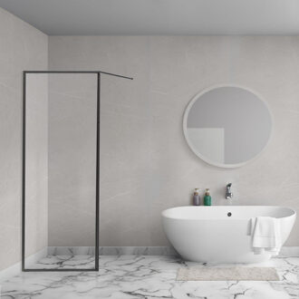 Diasi inloopdouche - 60x200cm - 8mm - helder nano coating glas - frame - mat zwart R-BE-2120-60-FFG Zwart mat