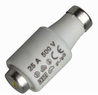 Diazed DII - zekering - porselein - 25 Amp - gL/gG traag