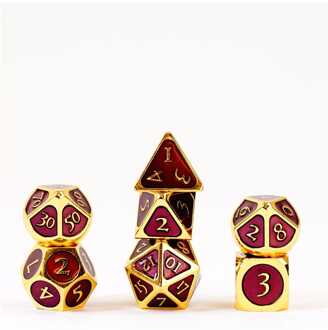 Dice Set Gold with Purple Enamel (7)