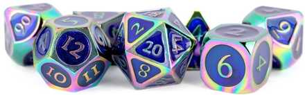 Dice Set Rainbow with Blue Enamel (7)
