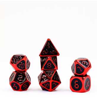 Dice Set Red with Black Enamel (7)