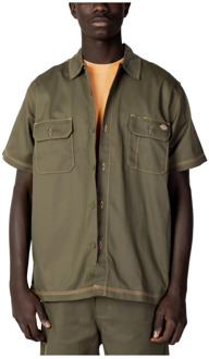 Dickies Groene Button-Front Shirt Dickies , Green , Heren - XS