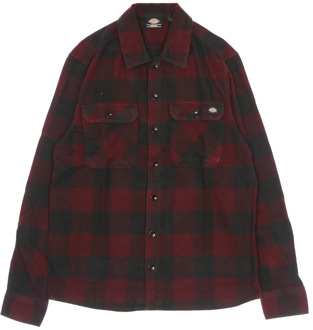 Dickies Maroon Flanel Lange Mouwen Shirt Dickies , Brown , Heren - S,Xs