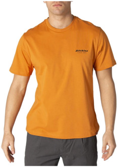 Dickies Oranje Print Korte Mouw T-shirt Dickies , Orange , Heren - S