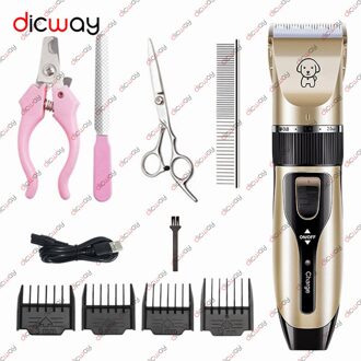Dicway Professionele Hond Tondeuse Voor Dieren Pet Hair Trimmer Oplaadbare Huishoudelijke Puppy Grooming Elektrische Kat Haar Scheerapparaat K5G-4P